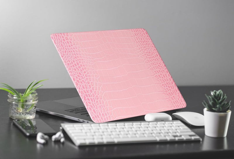 KEROM Compatible with Crocodile MacBook Air 13 Inch Case 2025-2022 M4 M3 M2 A3240 A3113 A2681, Textured Elegant Luxury Aligator Skin Snakeskin PU Leather Hardshell Case & Keyboard Cover, Pink - Image 5
